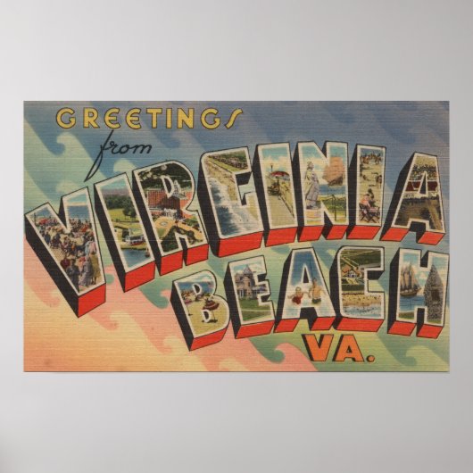 Poster Virginia Beach, Virginie - Grandes Lettres Scènes (Devant)
