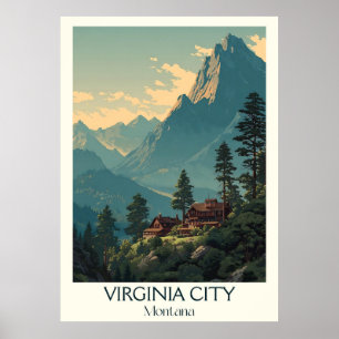 Poster Virginia City Montana Vintage Gold Rush Town Art