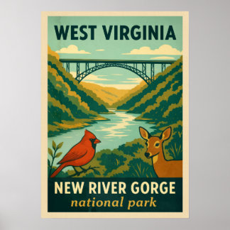 Poster Virginie-Occidentale Nouvelle Gorge de la rivière