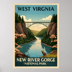 Poster Virginie-Occidentale Nouvelle Gorge de la rivière