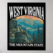 Poster Virginie-Occidentale Retro Bear Mountain Graphic (Devant)