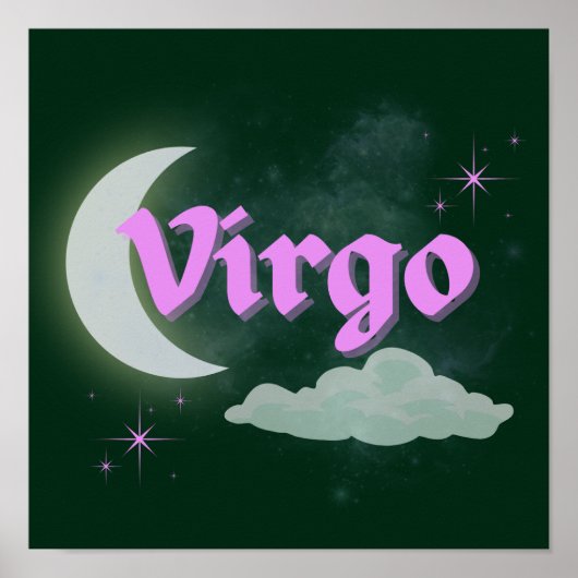Poster Virgo Céleste Lune Cloud Étoiles Astrologie Art (Devant)