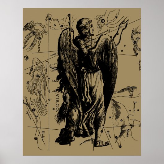 Poster Virgo Constellation Hevelius 1690 23 août 22 septe (Devant)