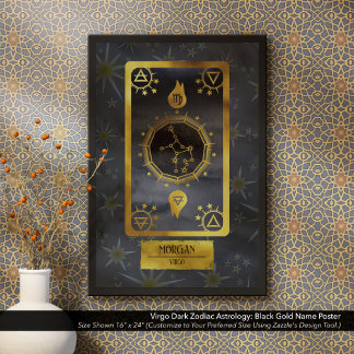 Poster Virgo Dark Zodiac Astrologie : Black Gold Nom