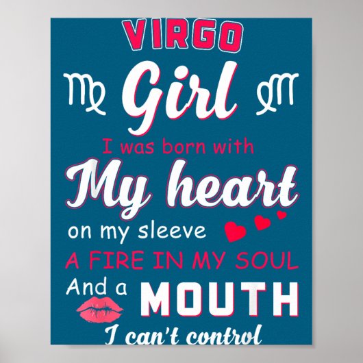 Poster Virgo Girl Funny Quote With Zodiac Sign Birthday I (Devant)