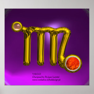 Poster VIRGO/ GOLD ZODIAC SIGNE JEWEL Violet Anniversaire