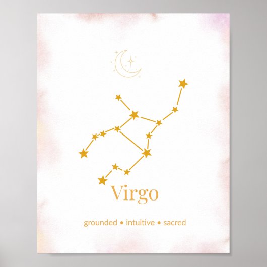 Poster Virgo Gold Zodiac Wall Art – Celestial Constellati (Devant)