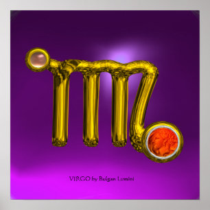 Poster VIRGO/ Signe du zodiaque en or bijou Violet Annive
