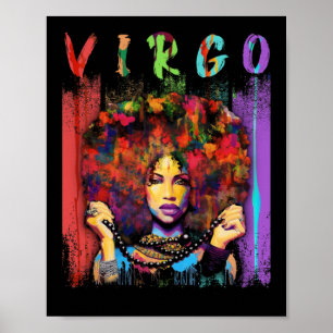 Poster Virgo Vintage Virgo Retro femmes noires