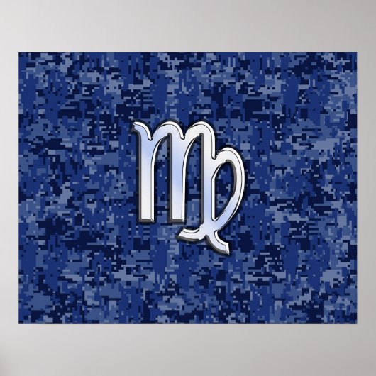 Poster Virgo Zodiac Connexion Navy Camo numérique bleu (Devant)