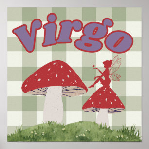 Poster Virgo Zodiac Cottagecore Fée Champignons