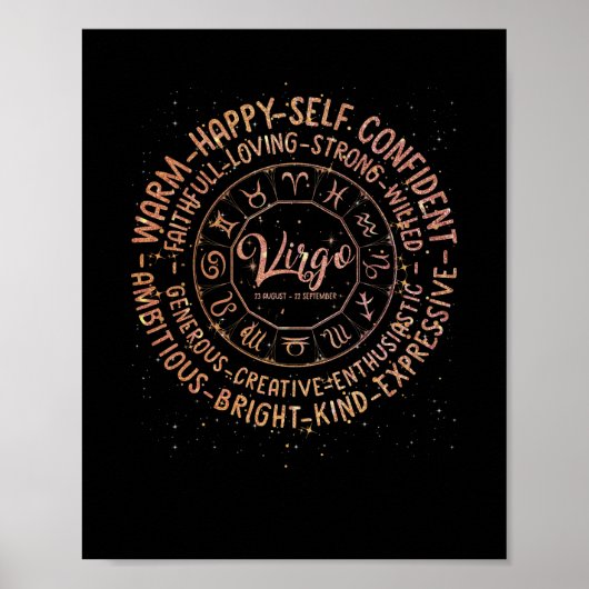 Poster Virgo Zodiac Faits Traits Horoscope Signes Astrolo (Devant)