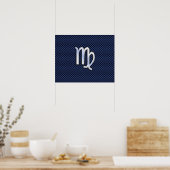Poster Virgo Zodiac Sign on Navy Blue Carbon Fiber Print (Cuisine)