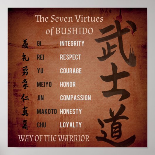 POSTER VIRTUES DE BUSHIDO (Devant)