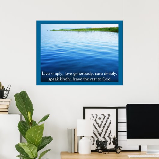 Poster Vis simplement, amour généreusement, attention pro (Bureau à domicile)