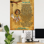 Poster "Vis ta vie" par le chef Tecumseh Dreamcatcher (Bureau à domicile)