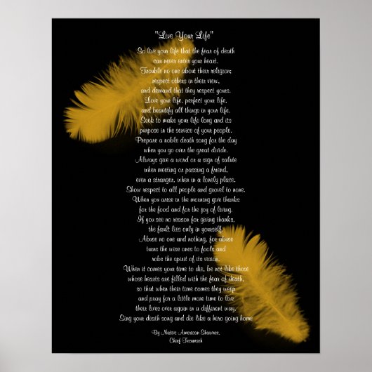 Poster "Vis ta vie" Plumes d'or par le chef Tecumseh (Devant)
