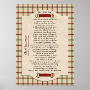 Poster "Vis ta vie" sur le chef tecumseh plaid