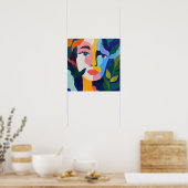 Poster Visage Abstrait Coloré (Cuisine)