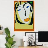 Poster Visage Abstrait En Jaune, (Bureau à domicile)