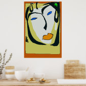 Poster Visage Abstrait En Jaune, (Cuisine)