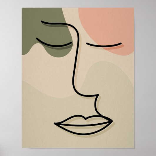 Poster Visage Abstrait Tons Assourdis Tons Terre Boho Ten (Devant)
