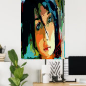 Poster Visage Abstraite (Bureau à domicile)