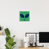 Poster Visage Alien de dessin convivial (Bureau à domicile)
