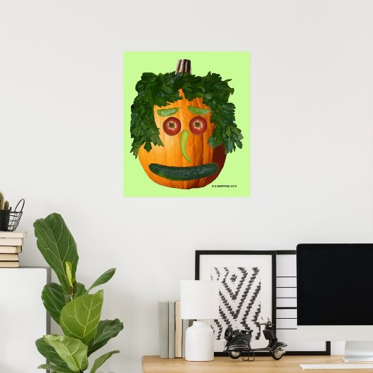 Poster Visage Citrouille non coupé (Bureau à domicile)