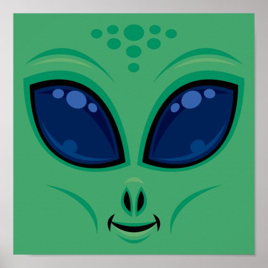 Poster Visage d'alien de dessin animé amical (Devant)