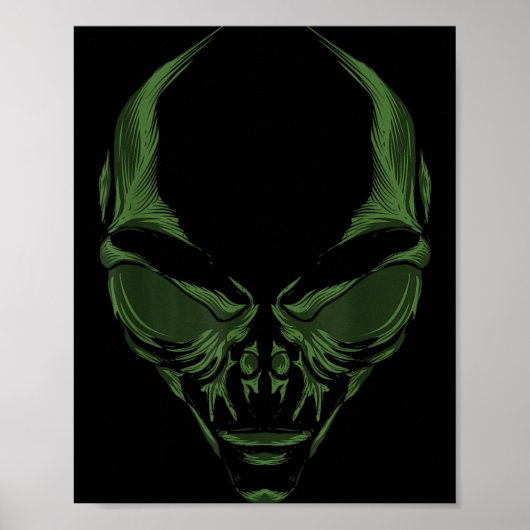 Poster Visage d'Alien Vert (Devant)