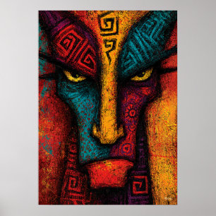 Poster Visage d'archétype primitif Art abstrait – Express