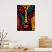 Poster Visage d'archétype primitif Art abstrait – Express (Cuisine)