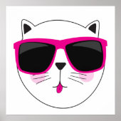Poster Visage de chat cool avec lunettes de soleil roses  (Devant)
