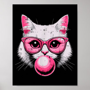 Poster Visage de Chat Nk Gles Bubble Gum Mignon Kitty Fem
