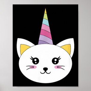 Poster Visage de Chat Tête Licorne Cils Drôle Halloween