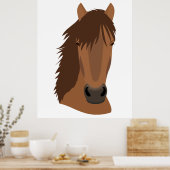Poster Visage de Cheval de Châtaignier illustré (Cuisine)