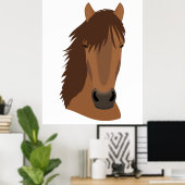 Poster Visage de Cheval de Châtaignier illustré (Bureau à domicile)