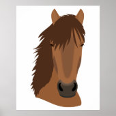 Poster Visage de Cheval de Châtaignier illustré (Devant)
