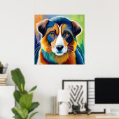 Poster Visage de chien coloré de près (Bureau à domicile)