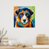 Poster Visage de chien coloré en gros plan (Cuisine)
