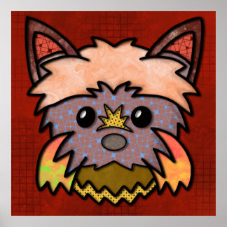 Poster Visage de chien fou avec des motifs colorés et abs