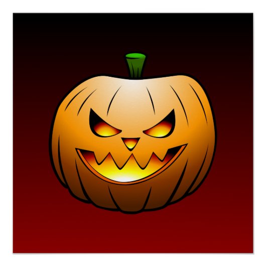Poster Visage de citrouille d'Halloween effrayant (Devant)