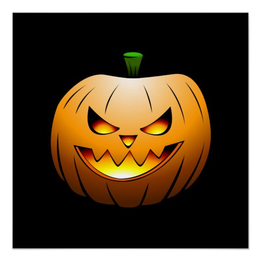 Poster Visage de citrouille d'Halloween effrayant (Devant)