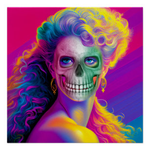 POSTER VISAGE DE CRÂNE DE STYLE HALLOWEEN AUX COULEURS MO