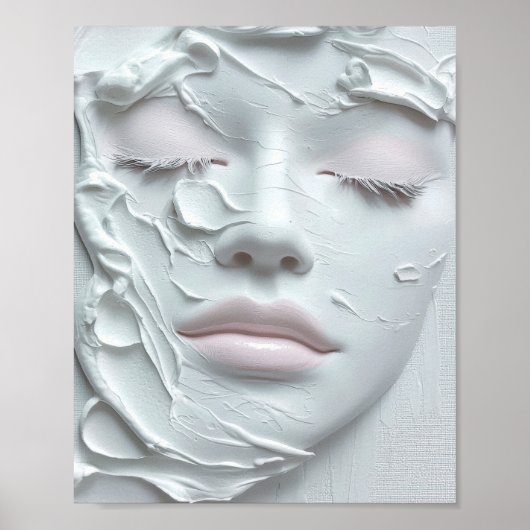 Poster Visage de Fille Éthérée dans une Texture Douce Bla (Devant)