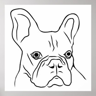Poster Visage de Frenchie Dessiné à la Main