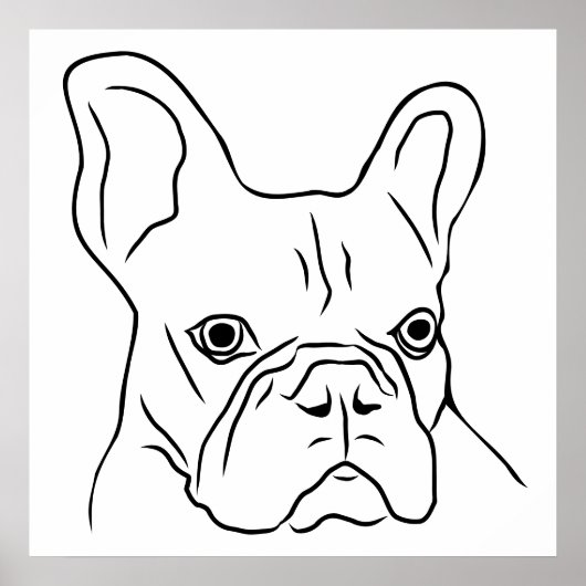 Poster Visage de Frenchie Dessiné à la Main (Devant)