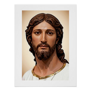 Poster VISAGE DE JÉSUS AVEC DE BEAUX YEUX Doux DE PRÉOCCU
