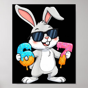 Poster Visage de Lapin avec Casquette de Soleil de Pâques